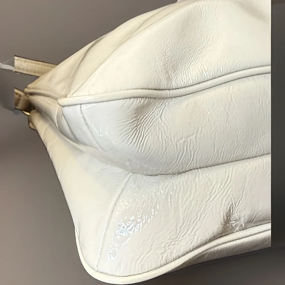 Kate Spade Fanfare Brette Cream Glazed Leather Crossbody Satchel Purse PXRU3017